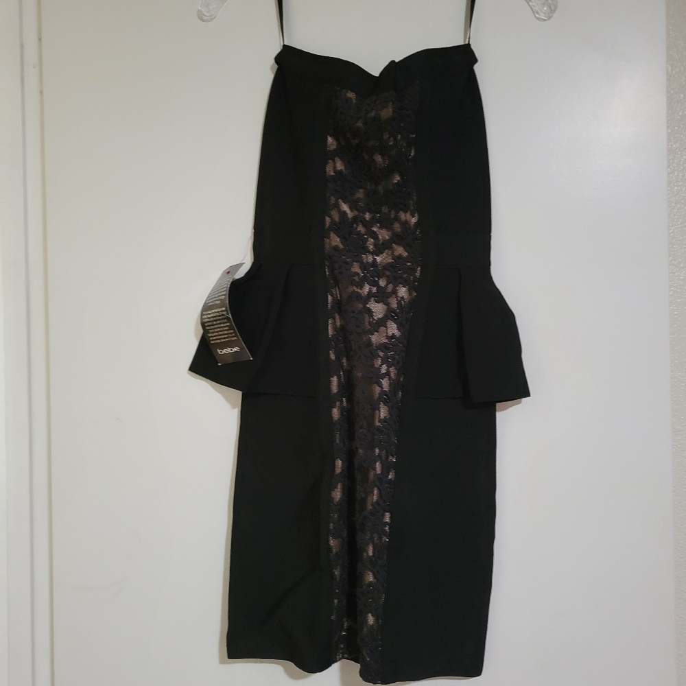 NWT Bebe Strapless Lace Panel Dress - XS
